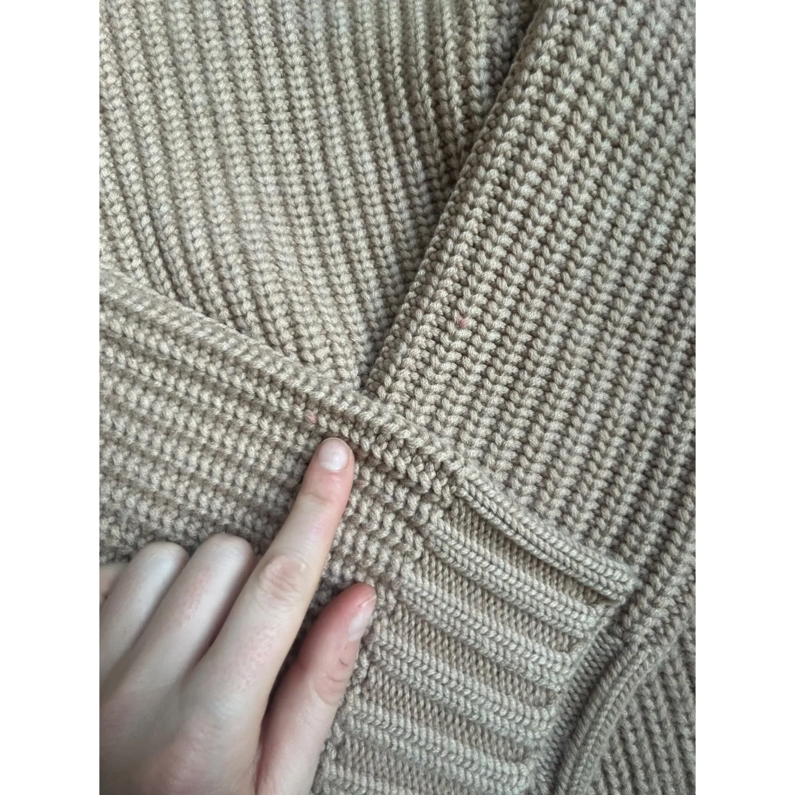 THE RESET The Max Mock Neck Seed Beige Chunky Knit Turtleneck Sweater Size S Tan - Image 8