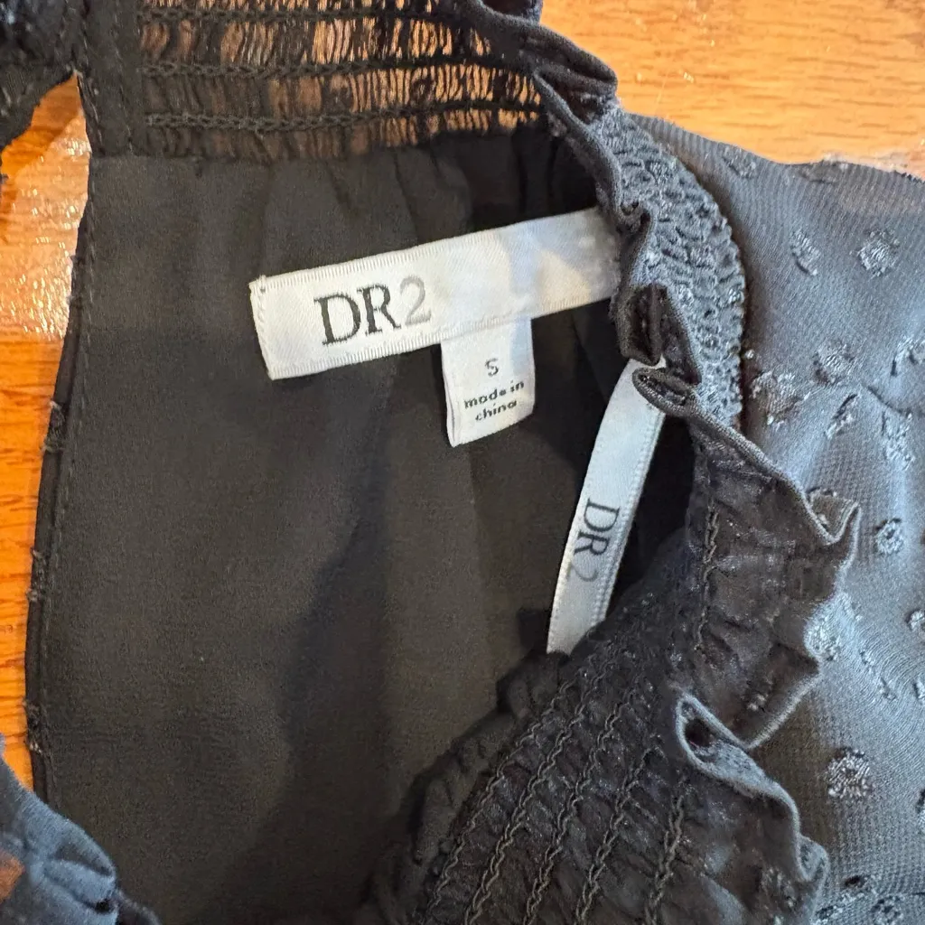 DR2 Black Swiss Dot Sheer Blouse Feminine Flowy Witchy Romantic Long Sleeve Top - Image 4