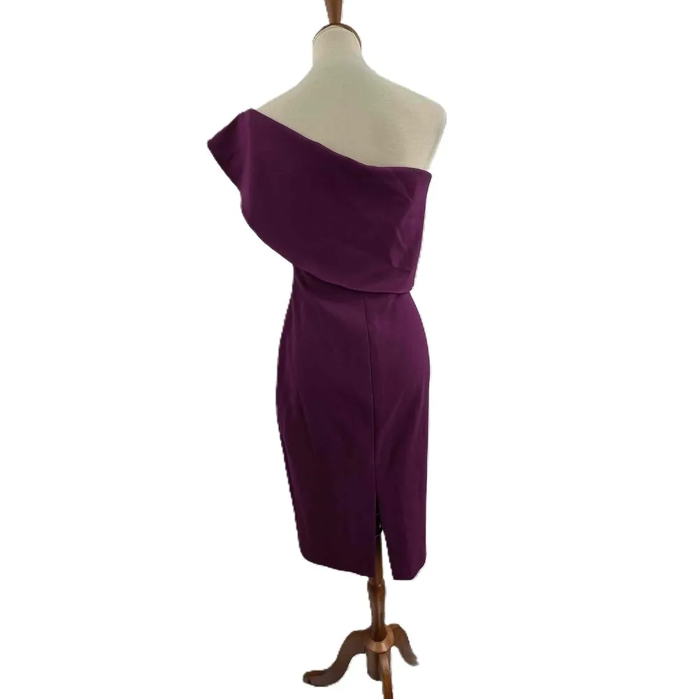 LIKELY Purple One Shoulder Asymmetrical Midi Dress Womens Size 6 - Image 4