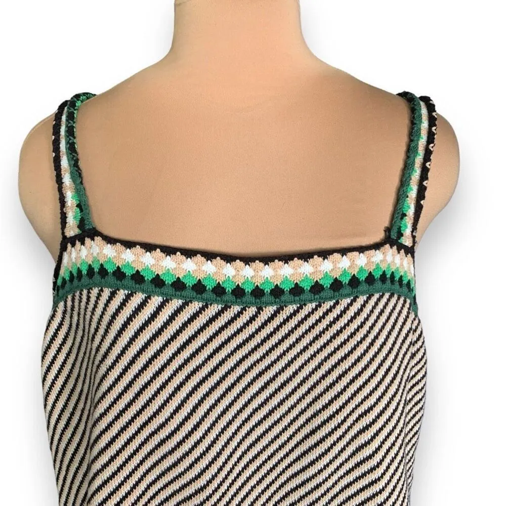 Lane Bryant Striped Stitch Sweater Tank Crocheted Square Neck Neutral Pullover - Image 7