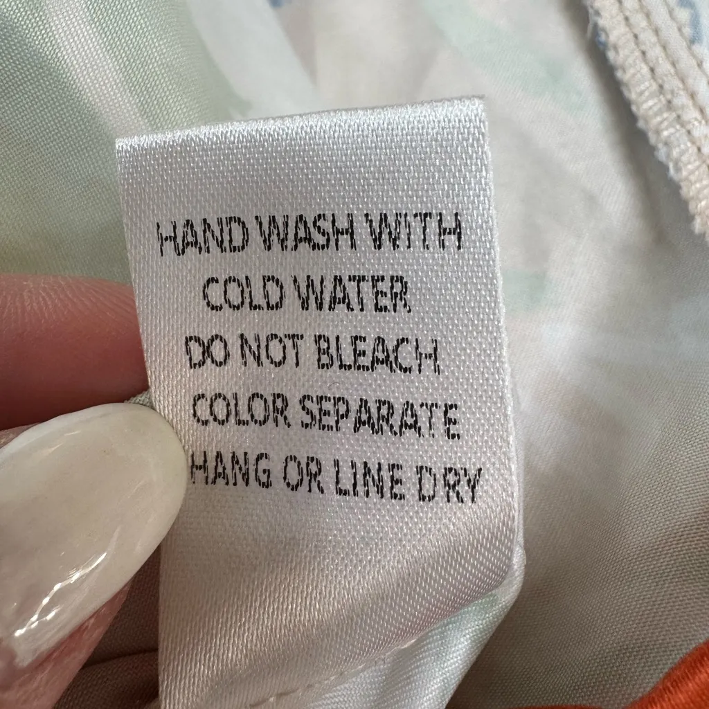 Emrata Inamorata Varick Slip Mini Dress size XS Tan Navy Green Multi - Image 12