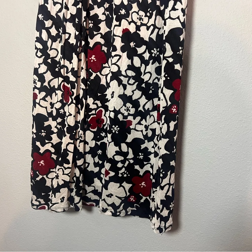 Max Mara Sleeveless Midi Dress Faux Wrap Top Black Cream Red Size 46 or US 12 - Image 3