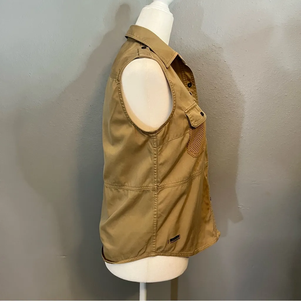 Vintage Ralph Lauren RL Women's Khaki Vest Utility Safari Fishing Cargo Vest Tan - Image 6
