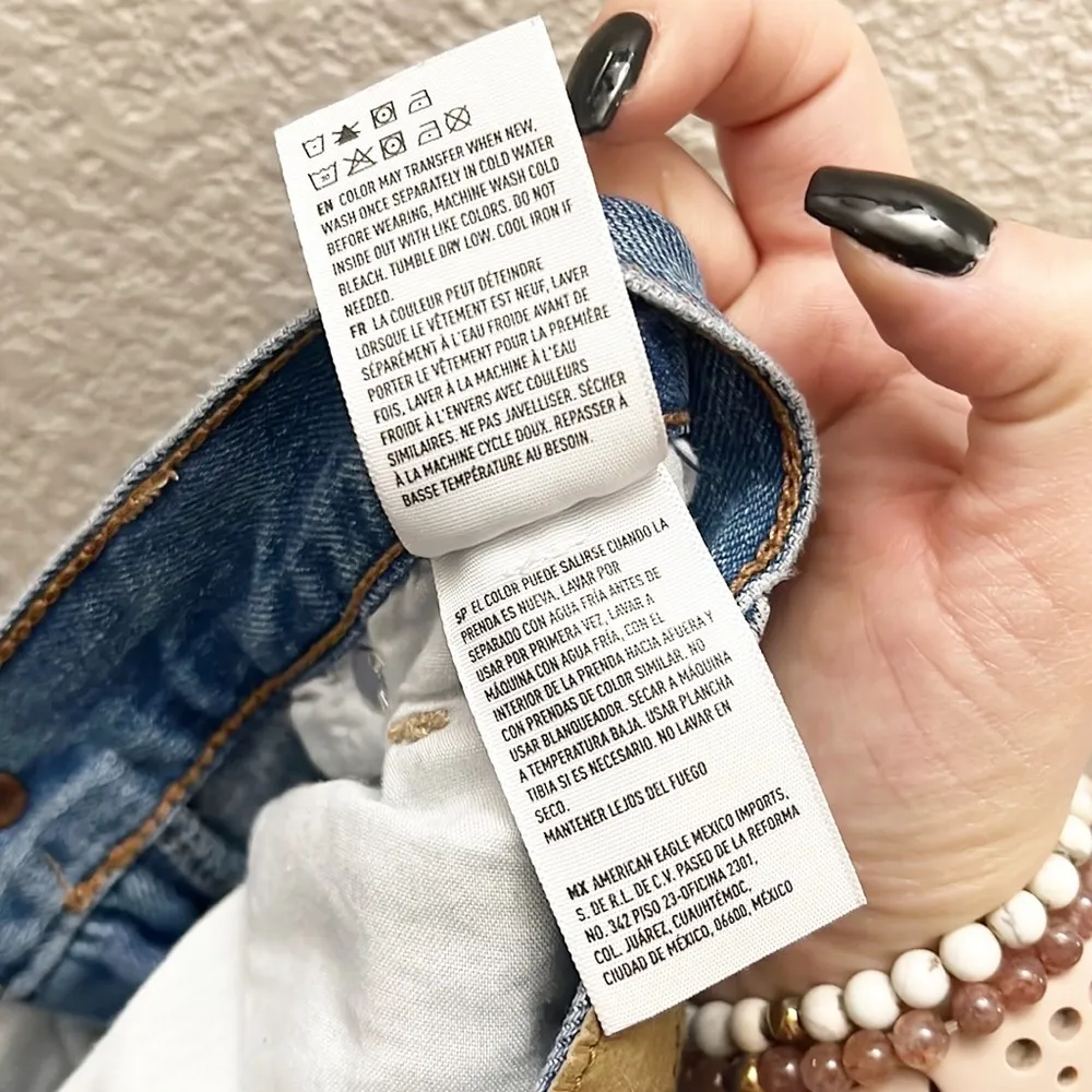 American Eagle High Rise Light To Medium Wash Women’s Distressed Mom Jeans - Image 11