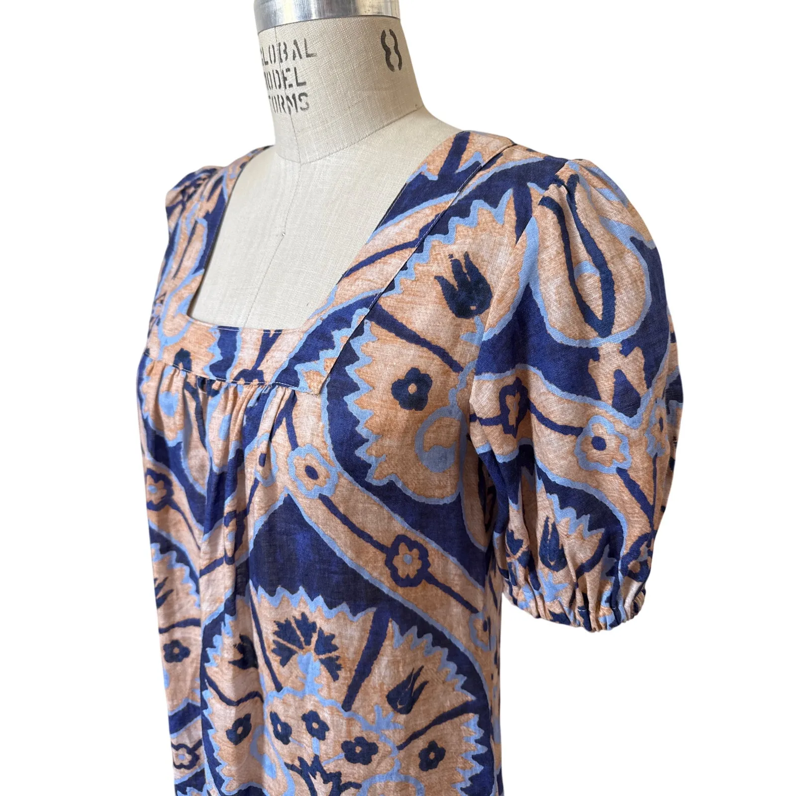 Never A Wallflower Square Neck Midi Dress in Marrakech Medallion Size XS Blue - Image 2