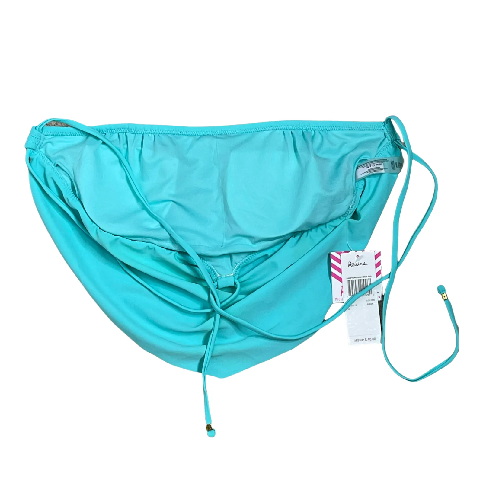 Raisins Womens Swimwear Tankini Top Size Medium‎ Hamptons High Neck Aqua Blue - Image 4