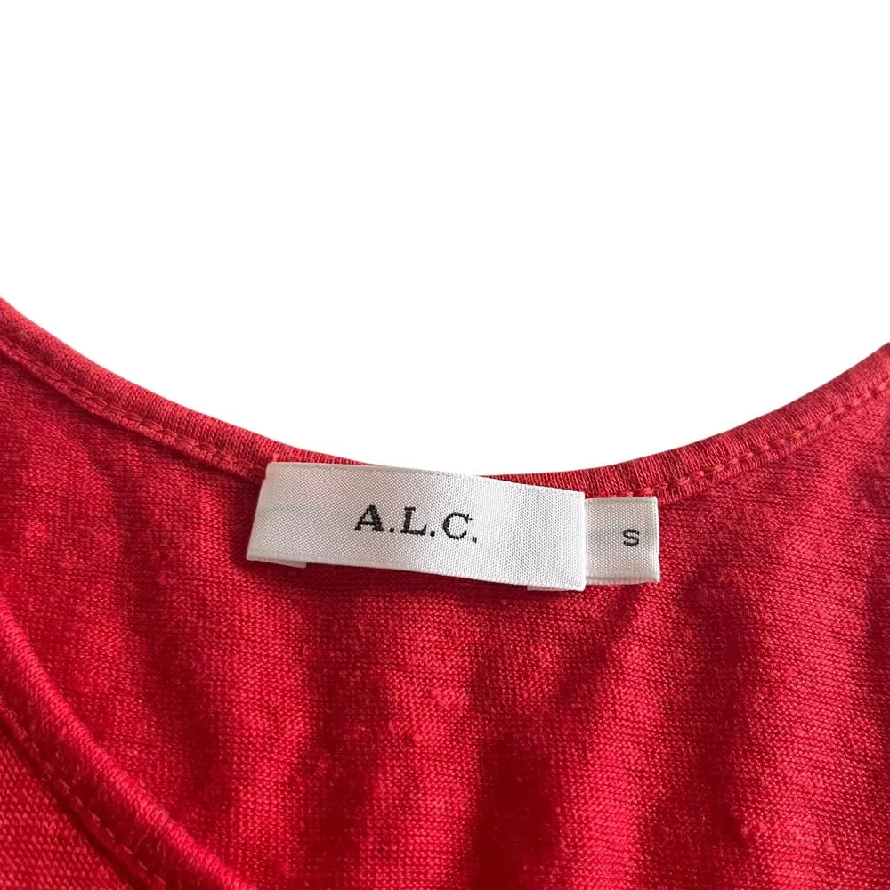 A.L.C. Red Ruffled Wrap Scoop Neck Sleeveless Linen Cami Tank Top Size Small - Image 3