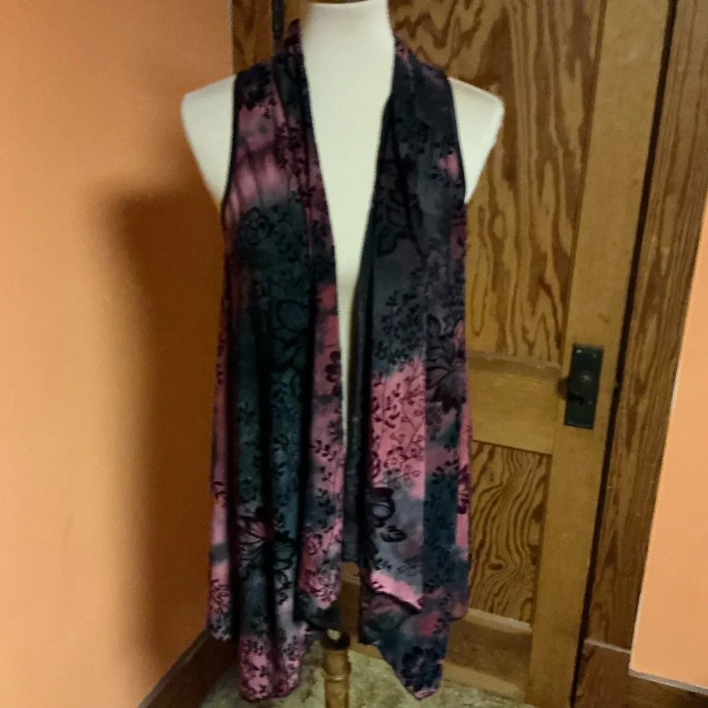 Vtg Y2K pink n black tie dye cover up vest - Image 4