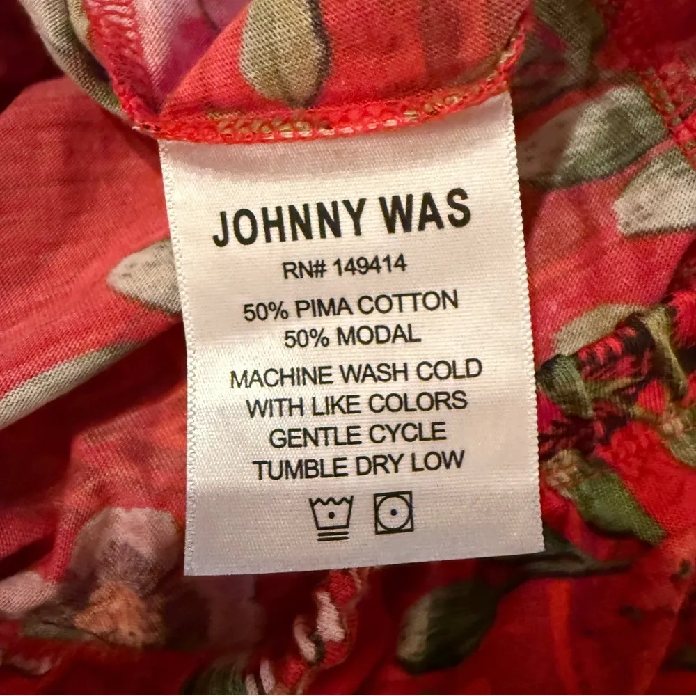 Johnny Was Pants Women's Sz Small Red Floral Rabbit Print High Rise Straight Leg - Image 7