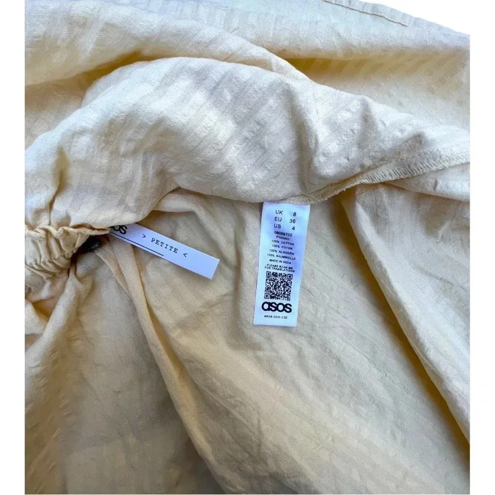 Asos Mini Skirt Seersucker Yellow and White Stripe Petite‎ Size 4 Cotton New - Image 4