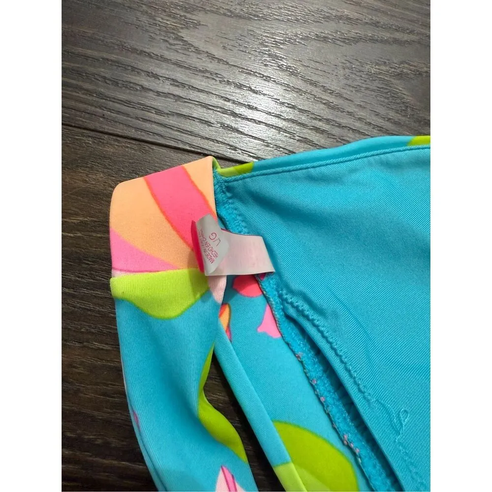 Victoria’s Secret Women’s Large Blue Floral Swim Top - Image 3