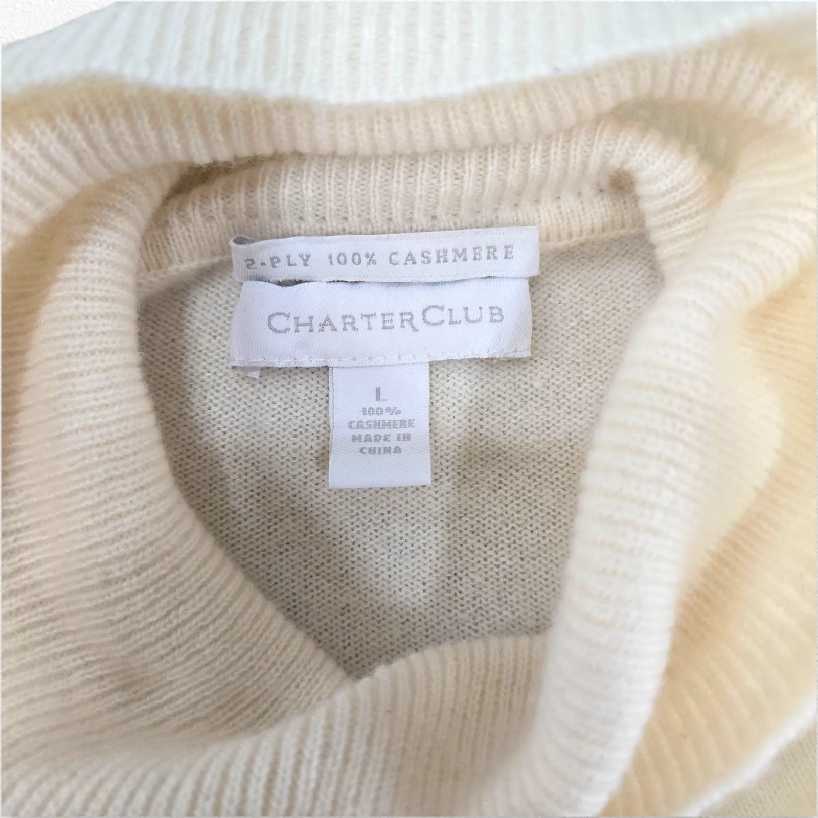 Y2K Charter Club Ivory White 100% Cashmere Turtleneck Knit Sweater Size Large - Image 11