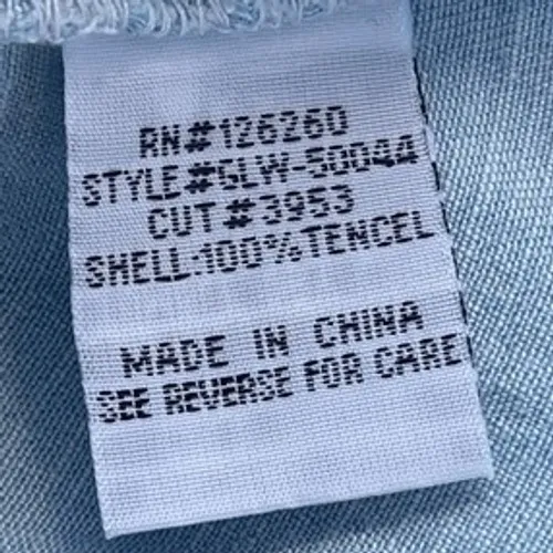 T6 Velvet Heart Chambray Tunic Dress Light Wash Roll Tab Sleeve Pockets Size S - Image 3