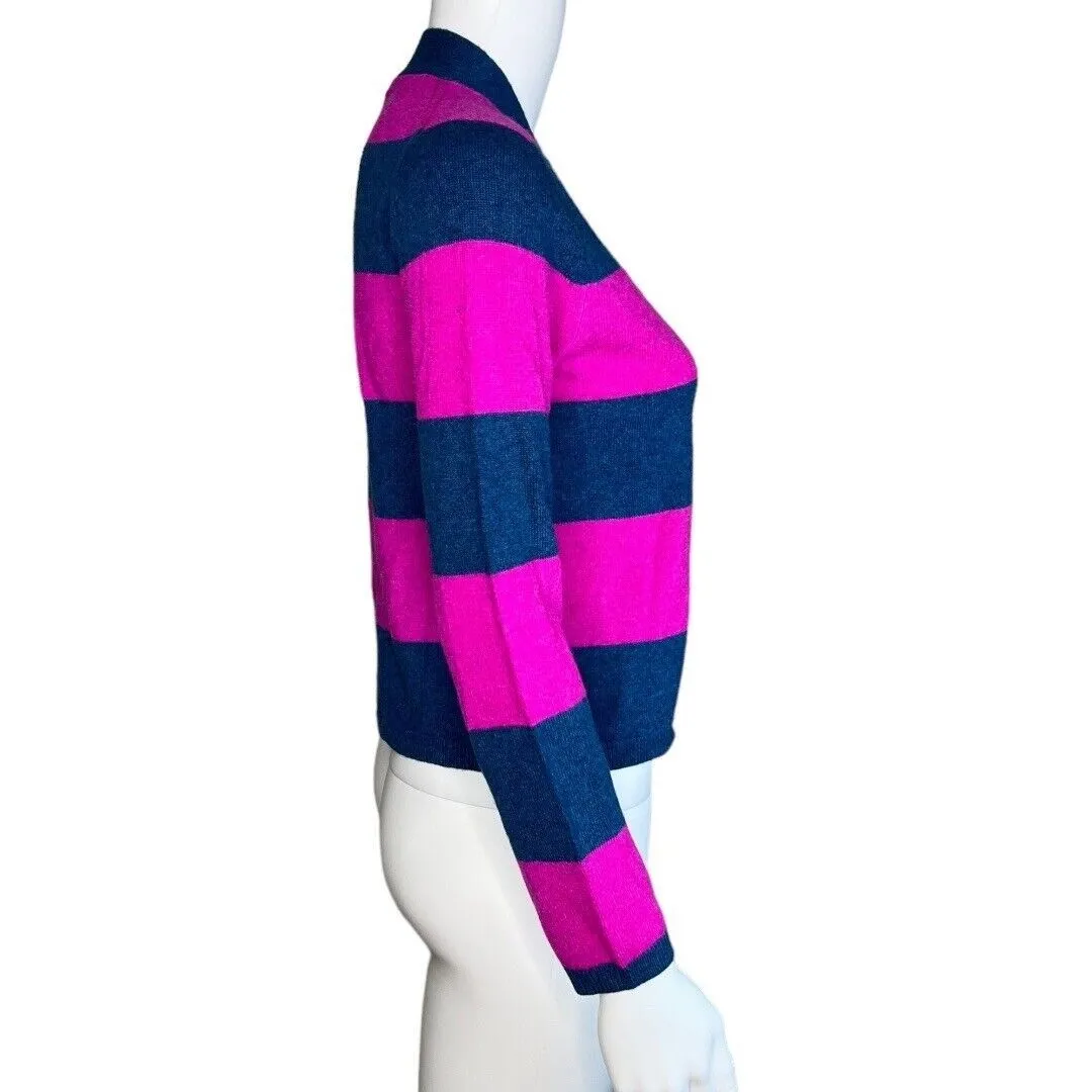 J Crew‎ Sweater Womens Small Collection Purple Blue Stripe Crop Academia Preppy Pink - Image 2