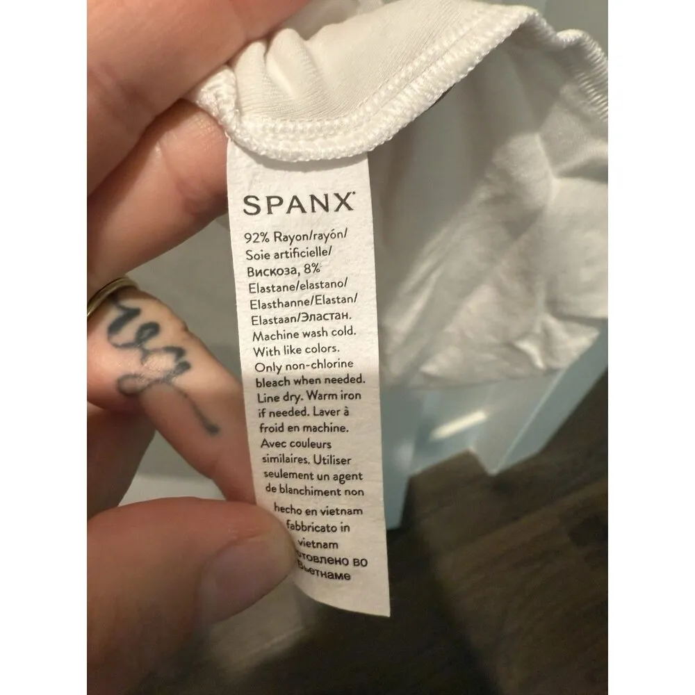 Spanx Perfect Length Tank Top Womens Plus 1X White Stretch Athleisure Workout - Image 3