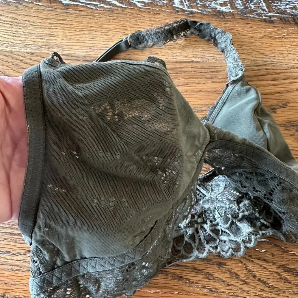 Army Green Lace Bralette Size XSmall - Image 6