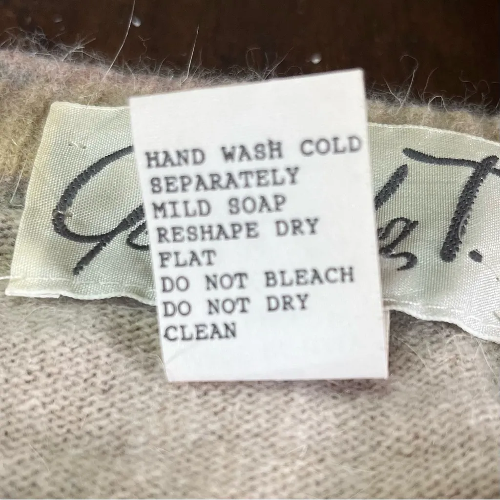 Vintage Gabriela T. Wool Angora Blend Oversized Crewneck Sweater Sz XL 90s Italy Blue - Image 3