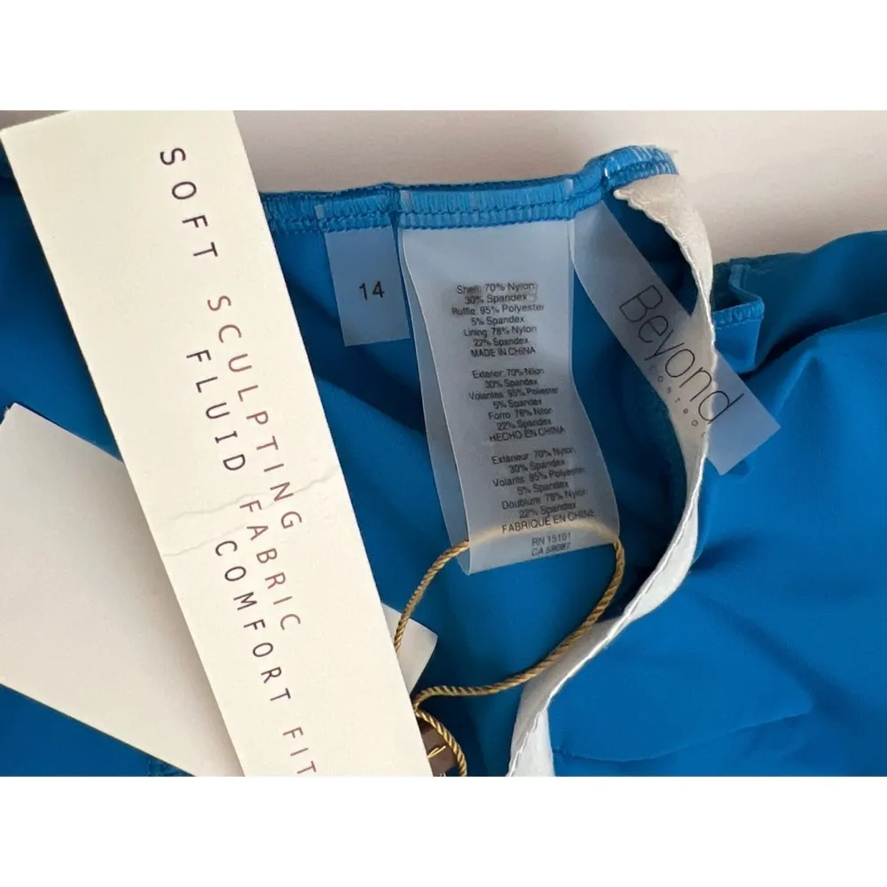 Beyond Control Ocean Solid Essentials Geometric Overlay One Piece Swimsu… Blue Size 14 - Image 11