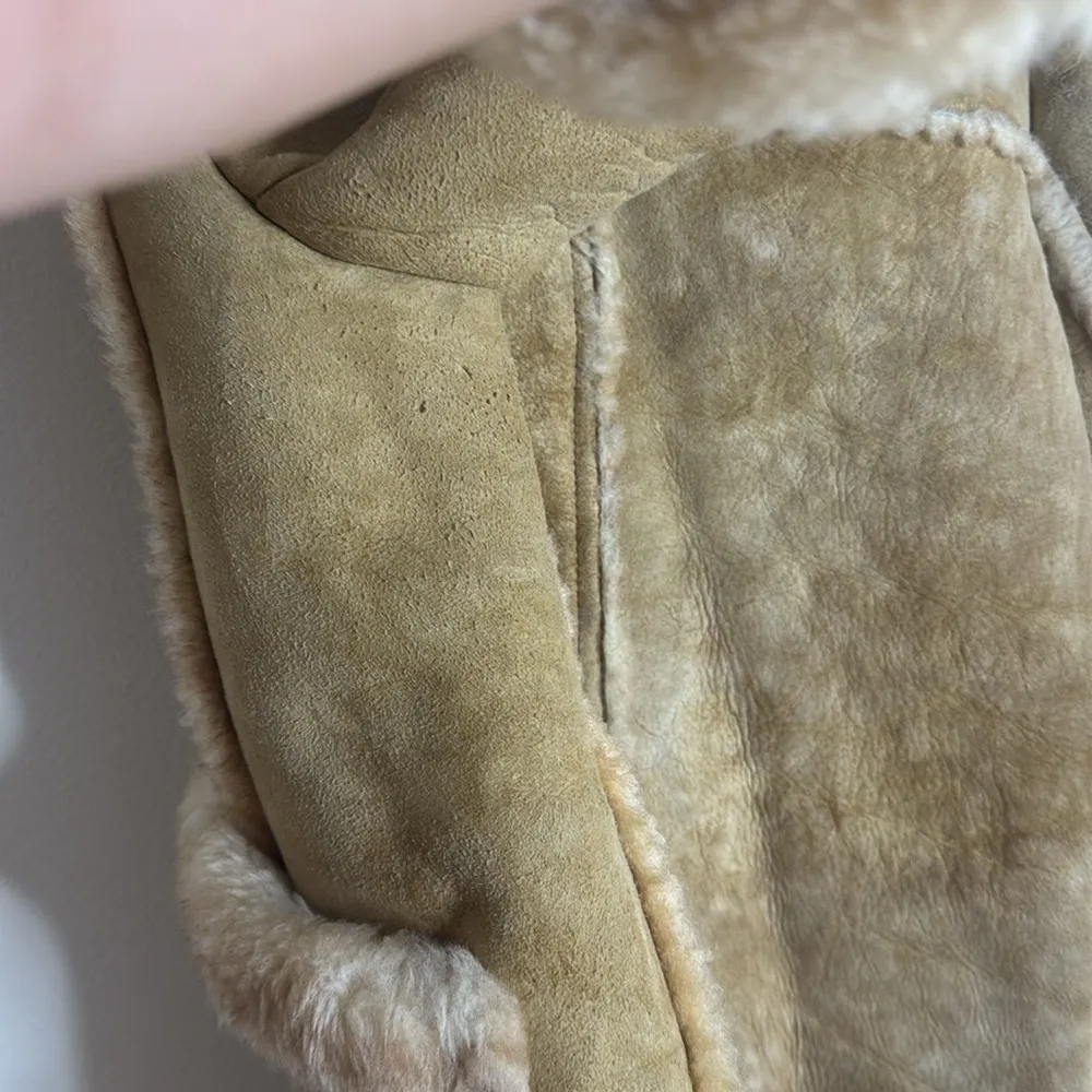 Wilsons suede & leather Sheepskin wool Suede Shearling Bomber Jacket vtg SZ 40 - Image 12