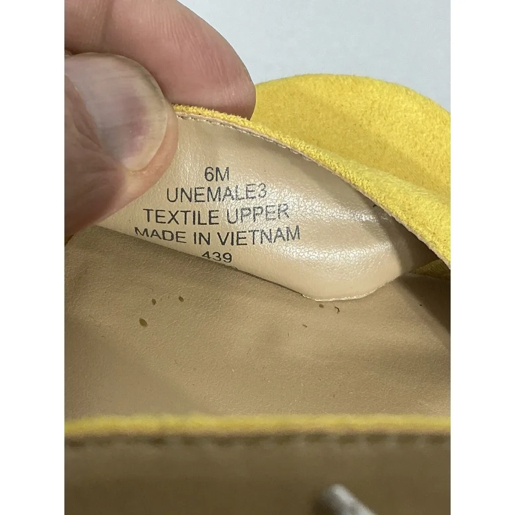 Womans Unisa Unemale3 Size 6 M Mustard Faux Suede Open Toe Buckle Heel Sandals - Image 8