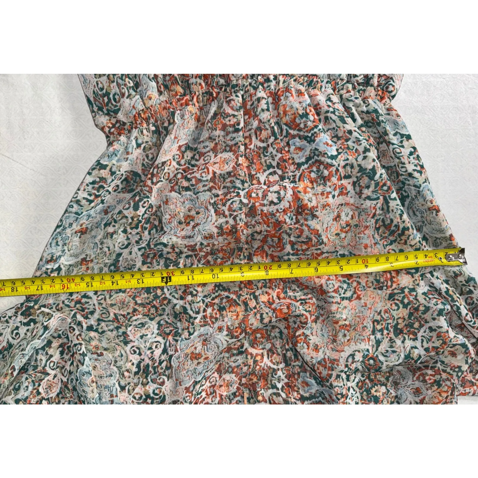 MISA Los Angeles Floral Barroco Print V Neck Long Sleeve Belted Mini Dress XS - Image 6