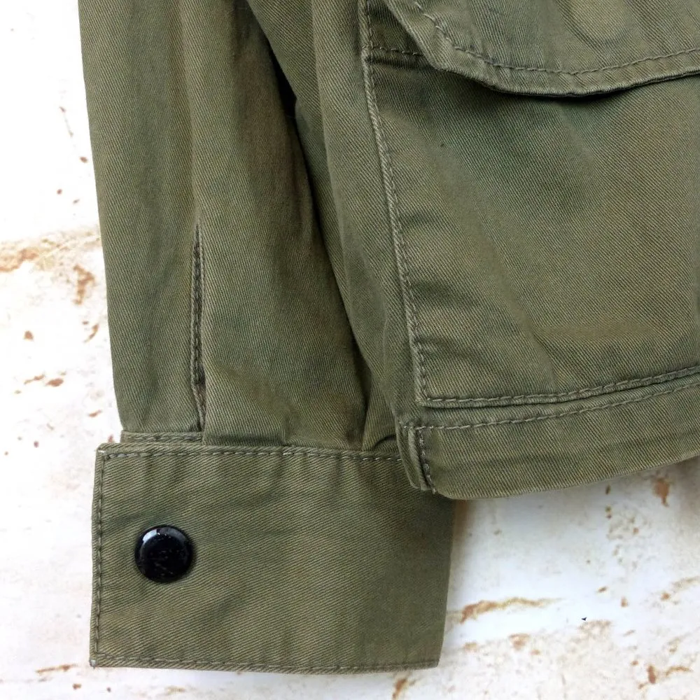 BCBGeneration Military Utility Jacket Women S Olive Green Twill Button Front - Image 6