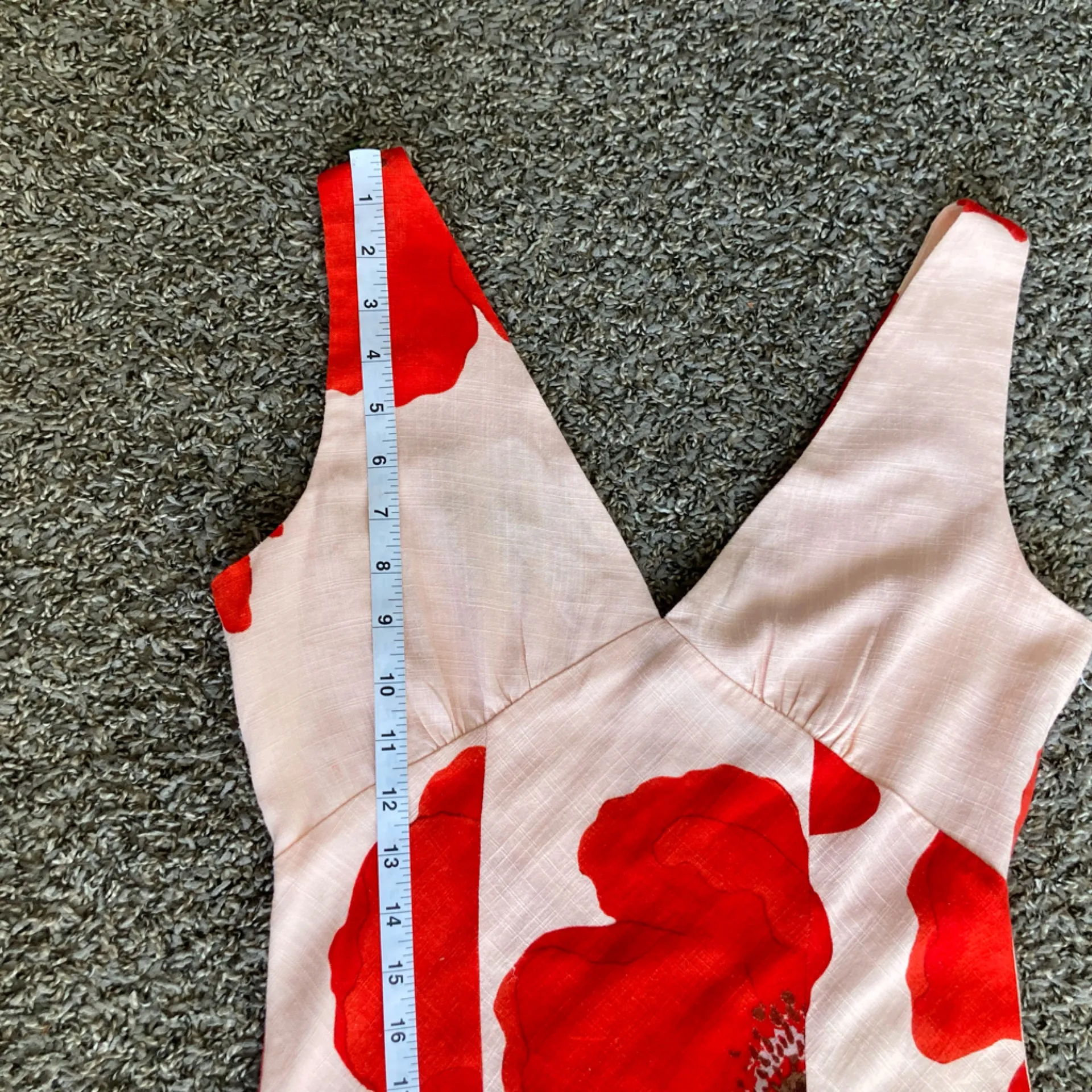 Paper Heart Red Floral Linen Blend Midi Dress NWT Size S - Image 3