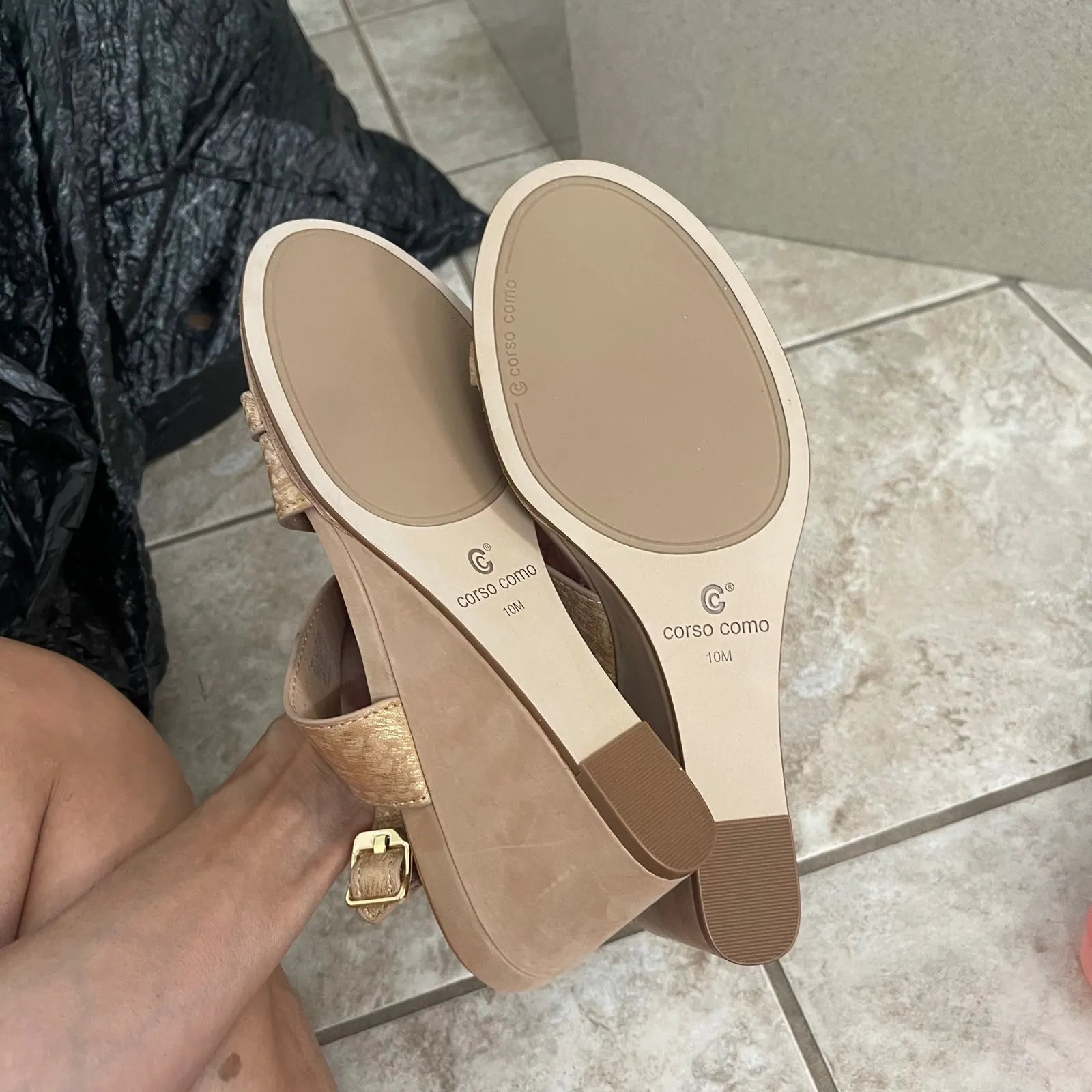 Corso Como Snow Leopard latte Leather Ankle Strap Wedge Sandals NEW 10M nashila - Image 6