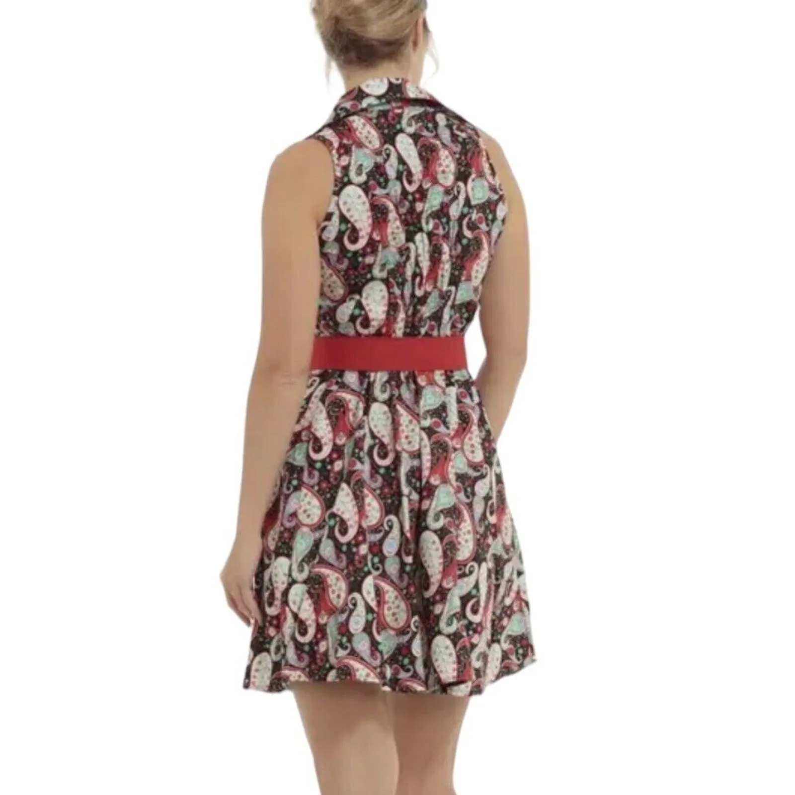 Voodoo Vixen Dress Womens Small Multicolor‎ Paisley Shirt Saranya Vibrant Pin Up Red - Image 8
