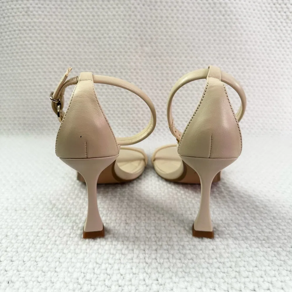 Zara Bone Ivory Squared Toe Single Strap Bloggers Favorite Sandals NWOT 38 - Image 7