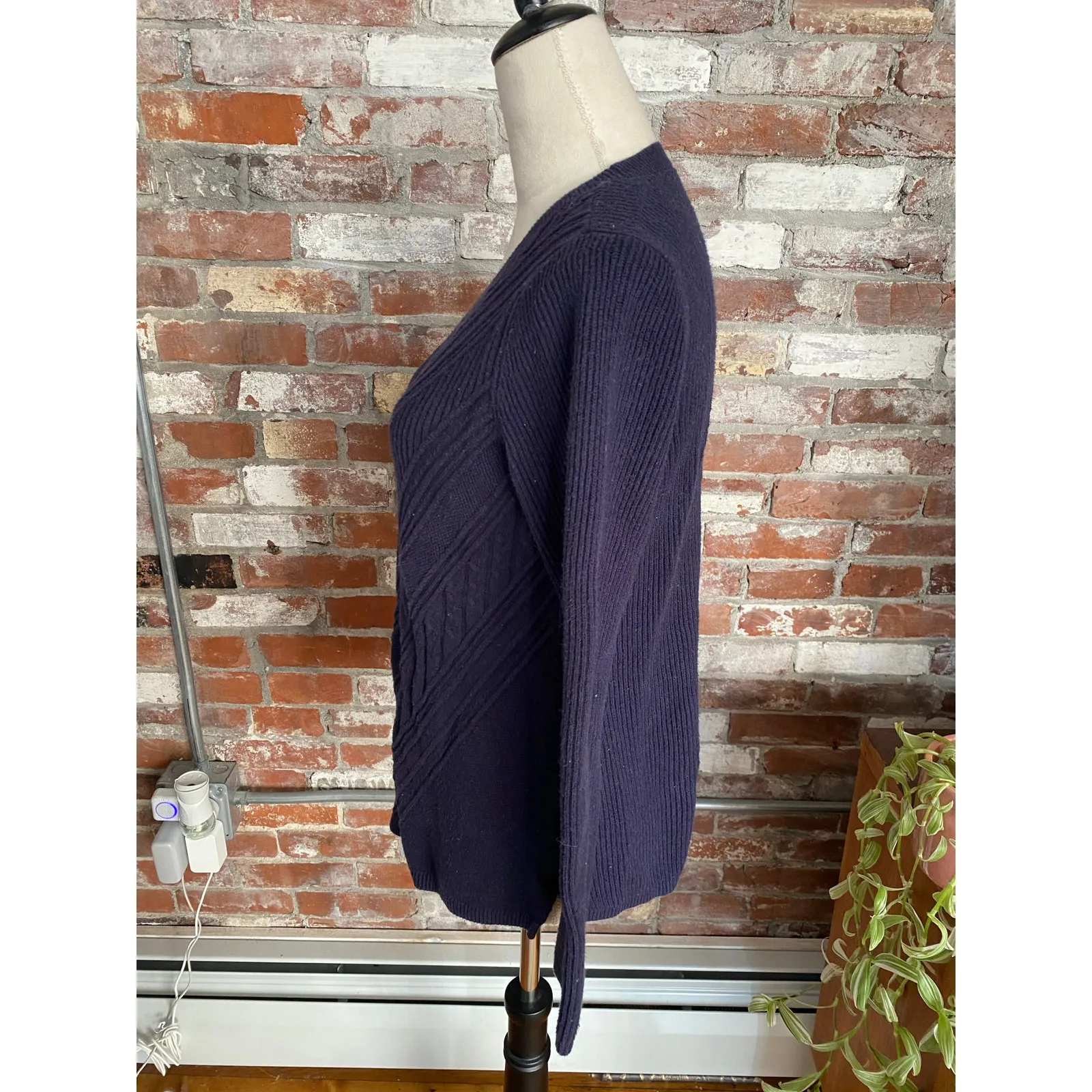Talbots Navy Blue Cotton Long Sleeve Sweater Size LP - Image 4
