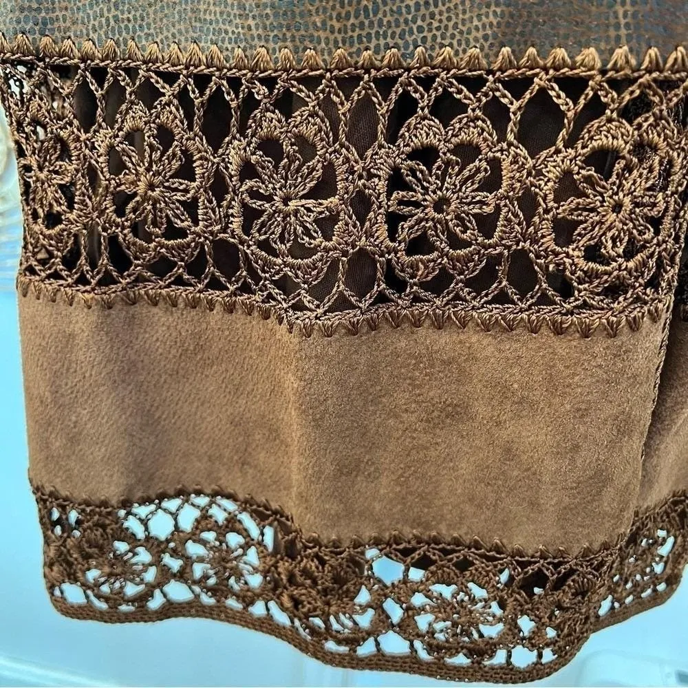 Vintage Denim & Co Leather Vest & Turtleneck Top Western Boho Brown Outfit 3X Size undefined - Image 4