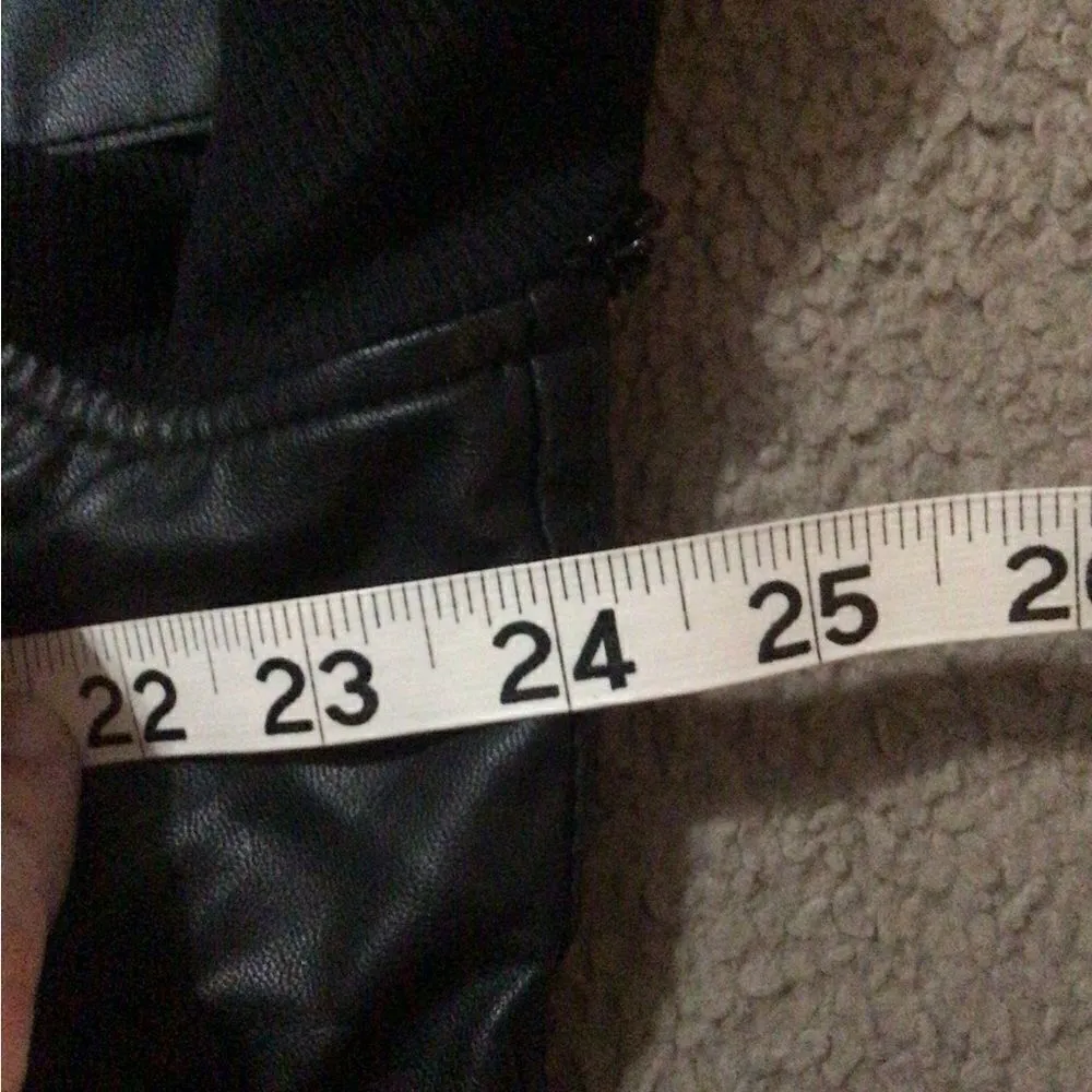 Rocawear black imitation leather jacket string of chains on back and pockets med - Image 5