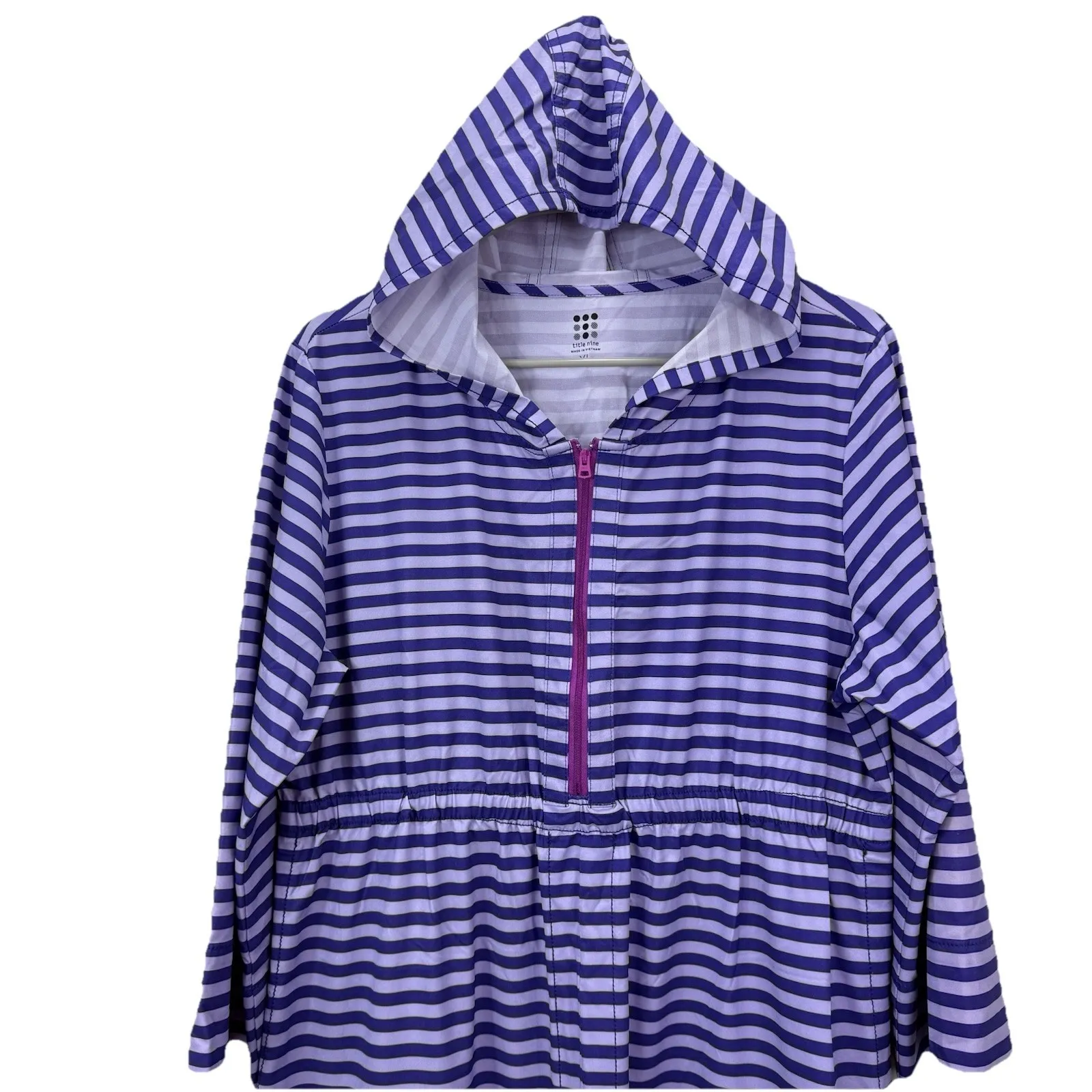 Title Nine 3/4 Sleeve Purple Striped 1/2 Zip Hooded Athleisure Dress Pockets XL - Image 5