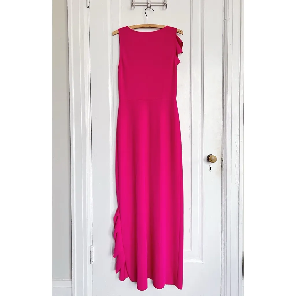 Maje • Romana Stretch-Crepe Maxi Dress gown fuchsia pink ruffle asymmetrical - Image 12