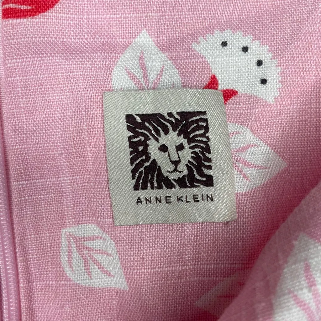 Anne Klein Women's Floral Linen Belted Pleated Lined Shirtdress Summer Sz 12 - Image 7