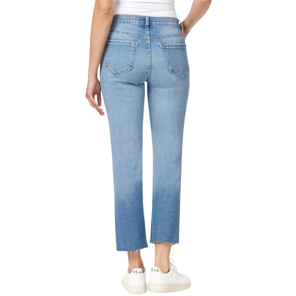 Kensie jeans VINTAGE LUX Blue Cropped Jeans with Frayed Hem and Medium Wash - Image 2