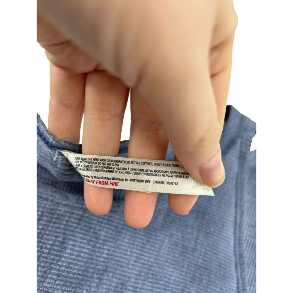 Free People Top Womens XS Zenith High Low Tee Blue Thumbhole Ribbed FP Movement - Image 8