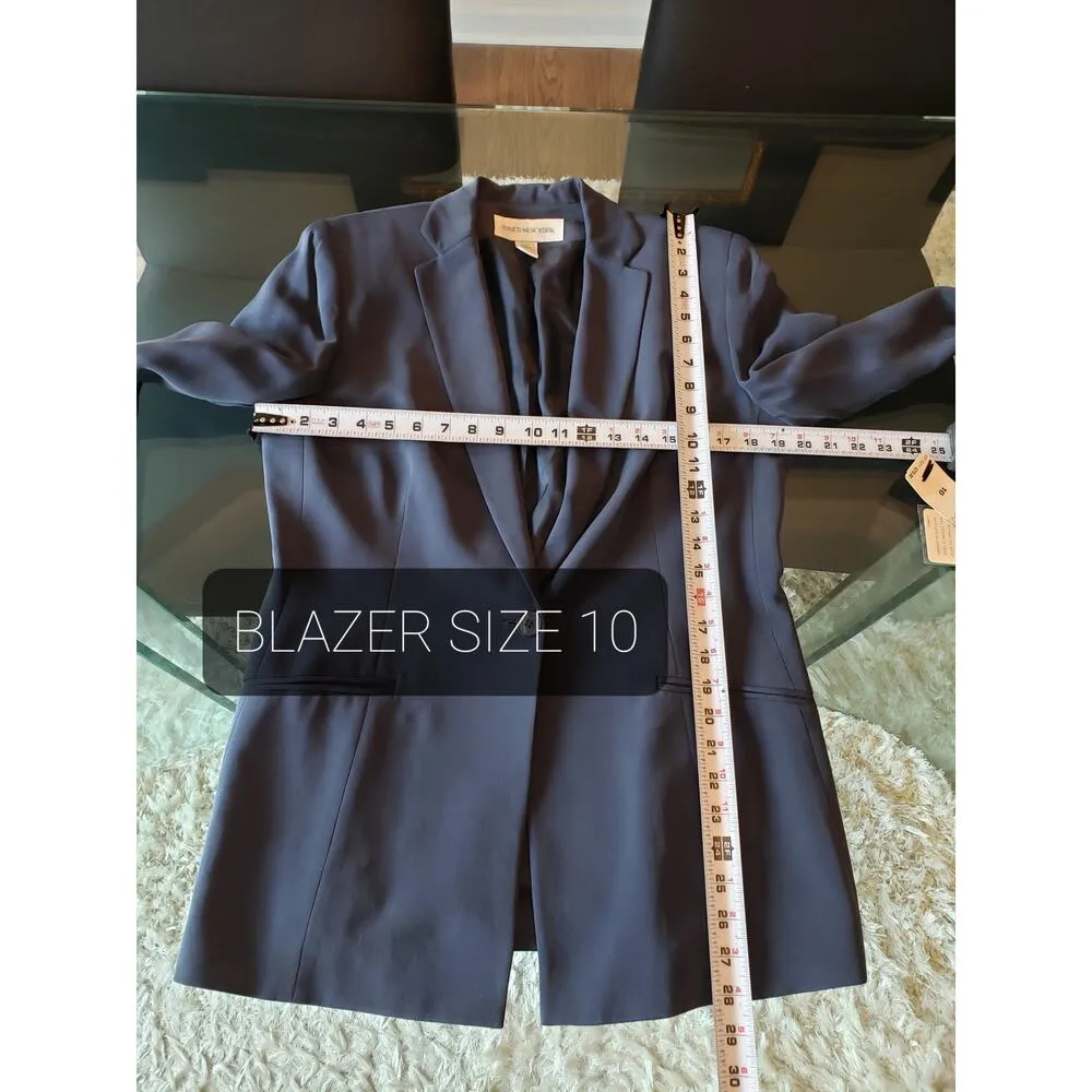 Jones New York 2 Piece Skirt Suit Womens 10/12 Blue Single Breasted 1 Button - Image 10