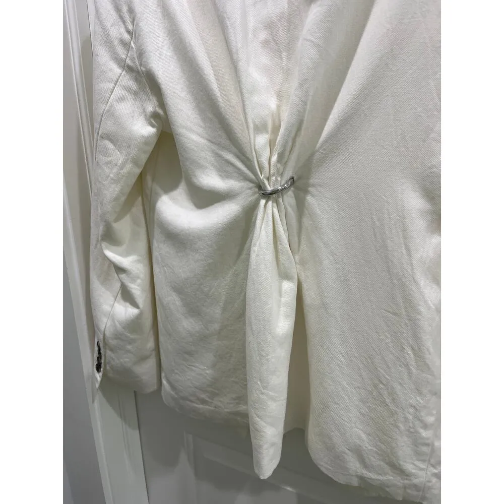 NA-KD One Button Detail Oversized White Blazer Sz L - Image 4