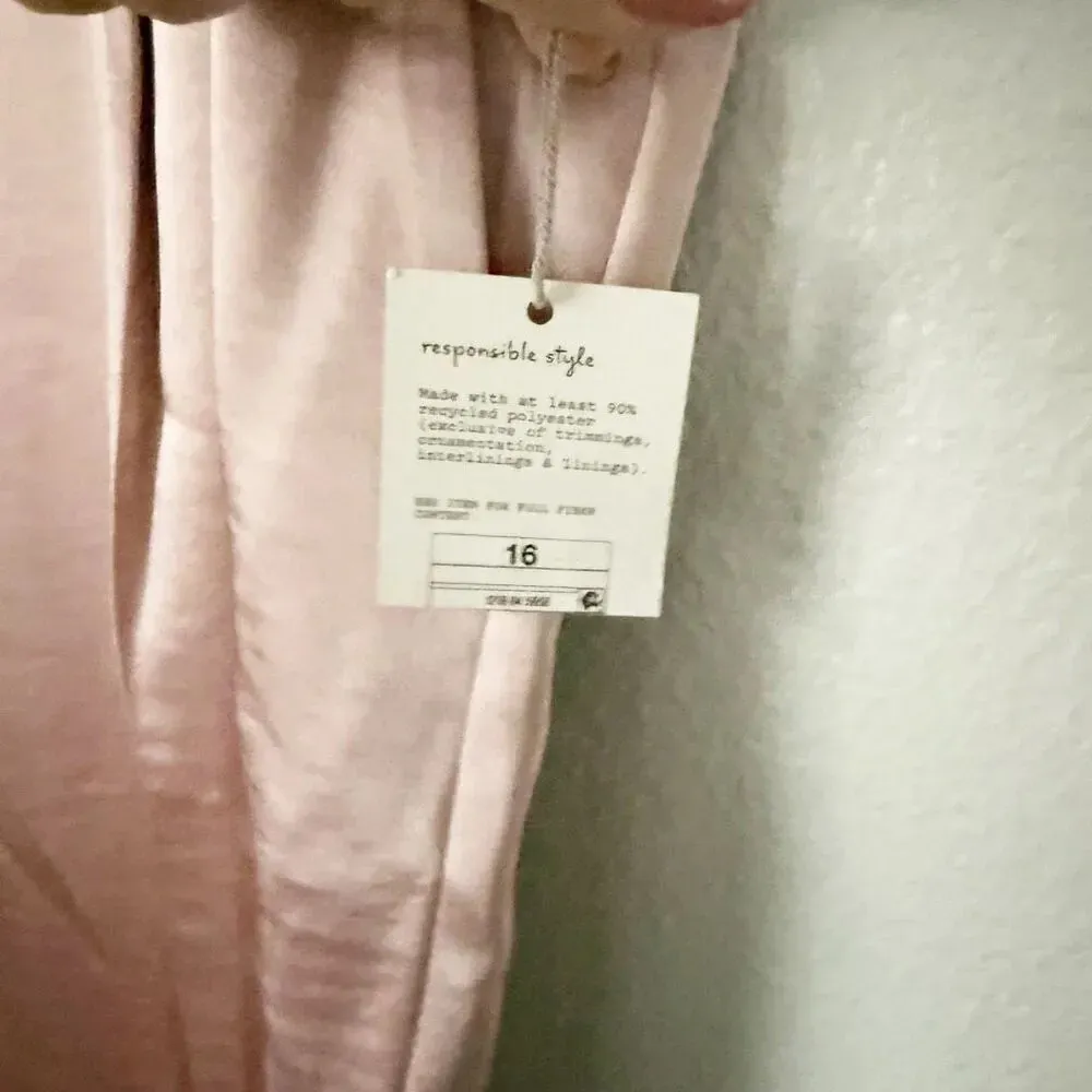 A NEW DAY | NWT High-Rise Wide Leg Satin Pants Pleated Pink Trousers | Size 16 - Image 5