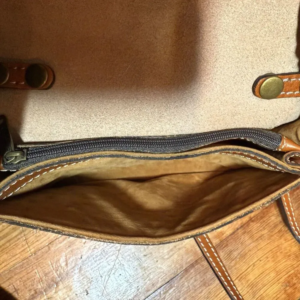 PATRICIA NASH‎ Torri Tan Leather Heritage Collection Crossbody Bag Organizer - Image 6