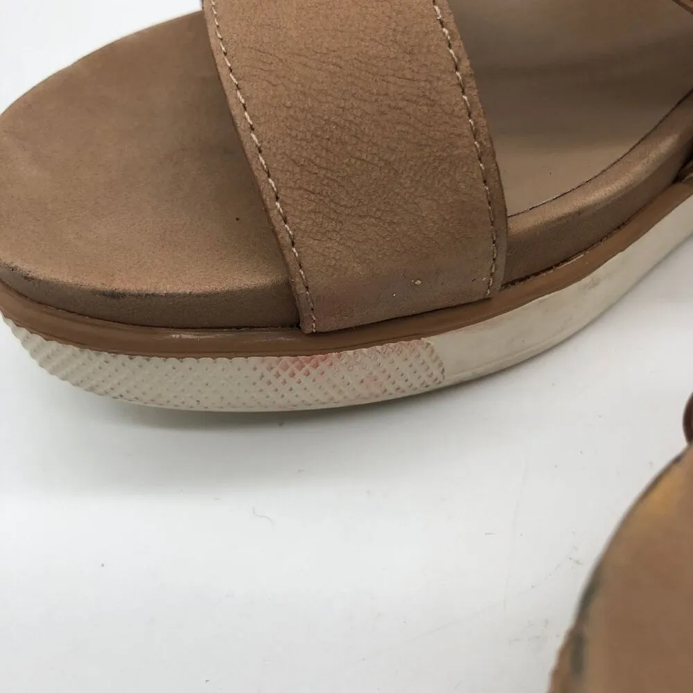 Eileen Fisher Womens Tan Nubuck Platform Sandals With Crisscross Straps Size 10 - Image 5