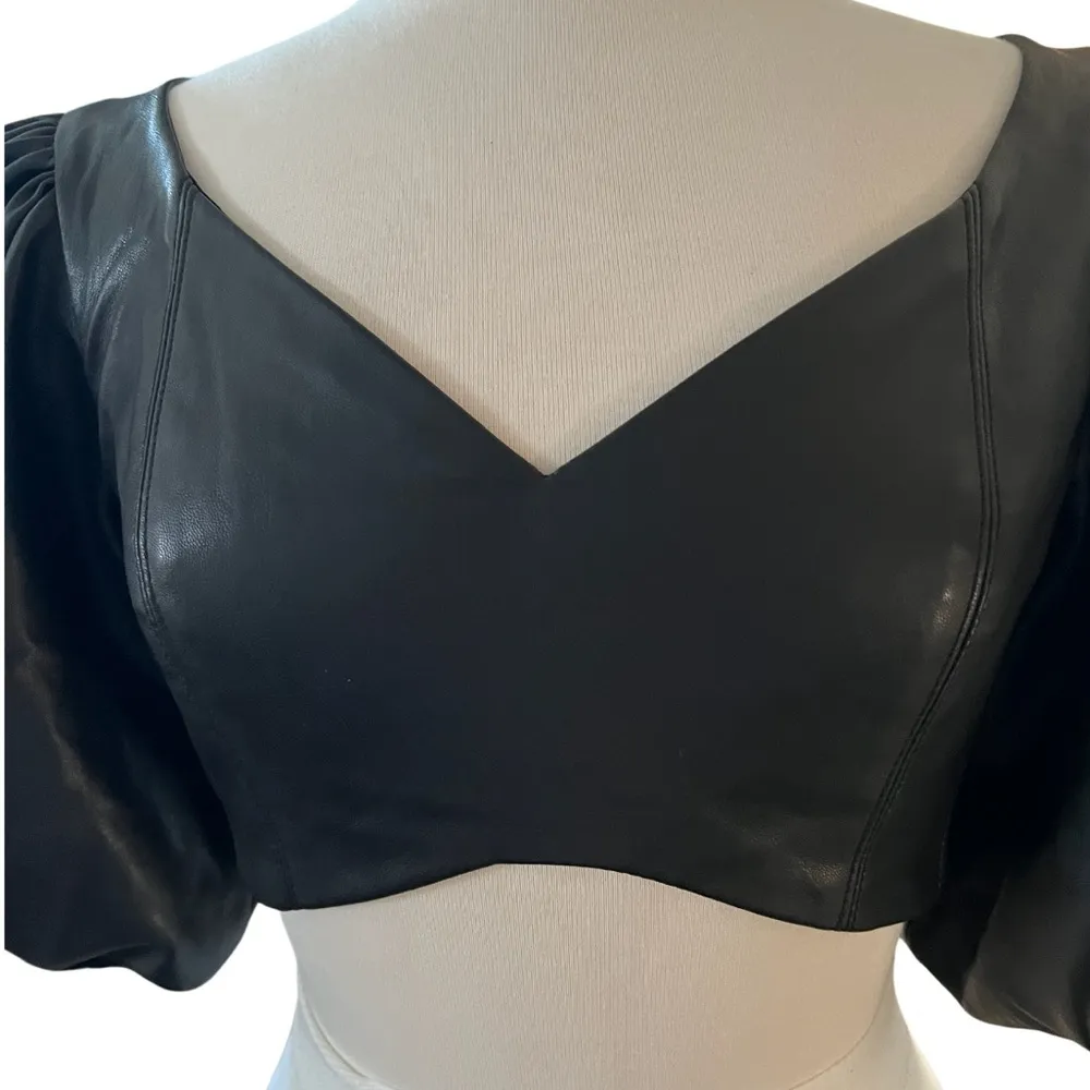 AJE Rebellion Portrait Bodice Vegan Faux Leather Crop
Top Black Size 10 - Image 7
