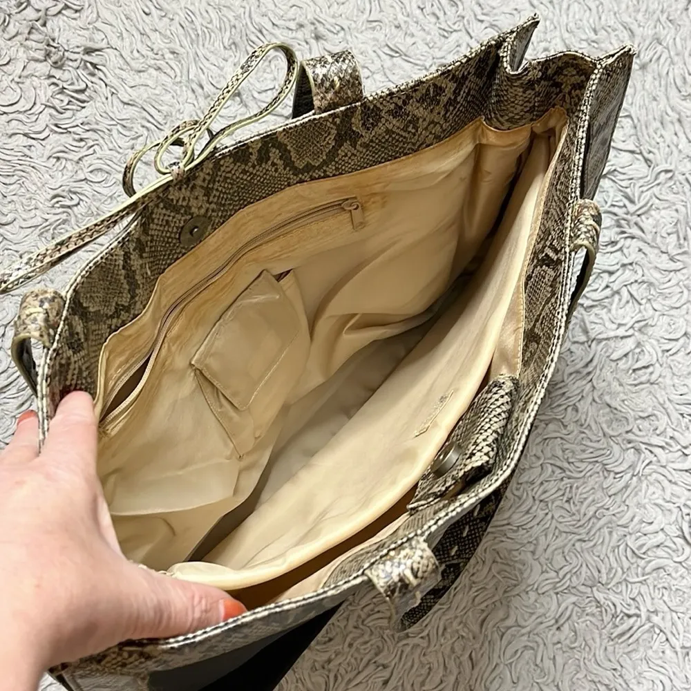 XOXO Tote Bag Shoulder Purse Carryall Overnight Y2K Black Snakeskin - Image 6