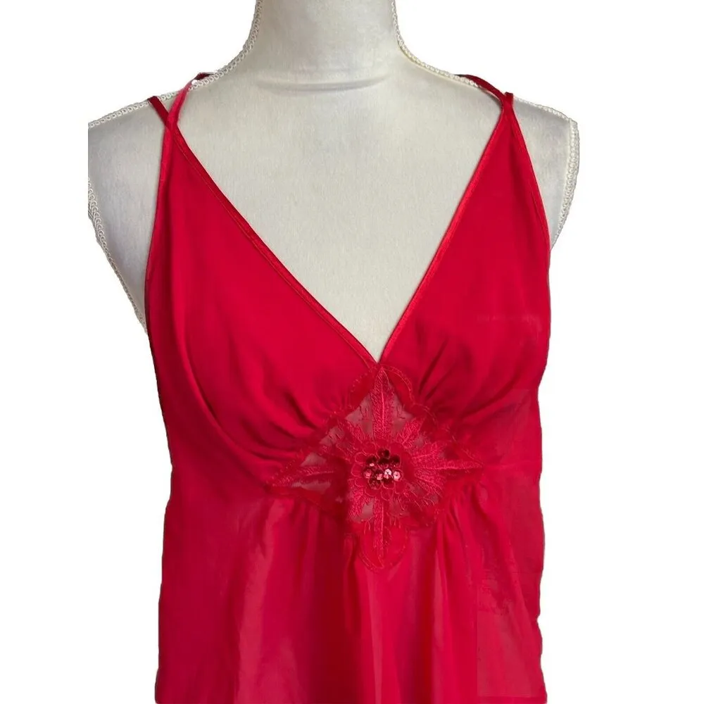 Vintage Babydoll Nightgown Lingerie Sz L Red Mini Adjustable Strap Sexy Size L - Image 5