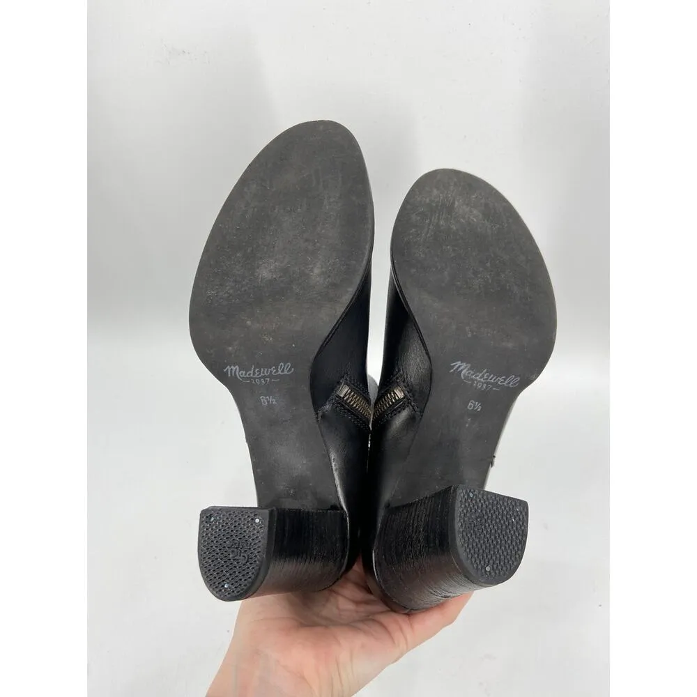 Madewell The Reid Boots Black Leather Side Zip Buckle Detail Size 6.5 - Image 6