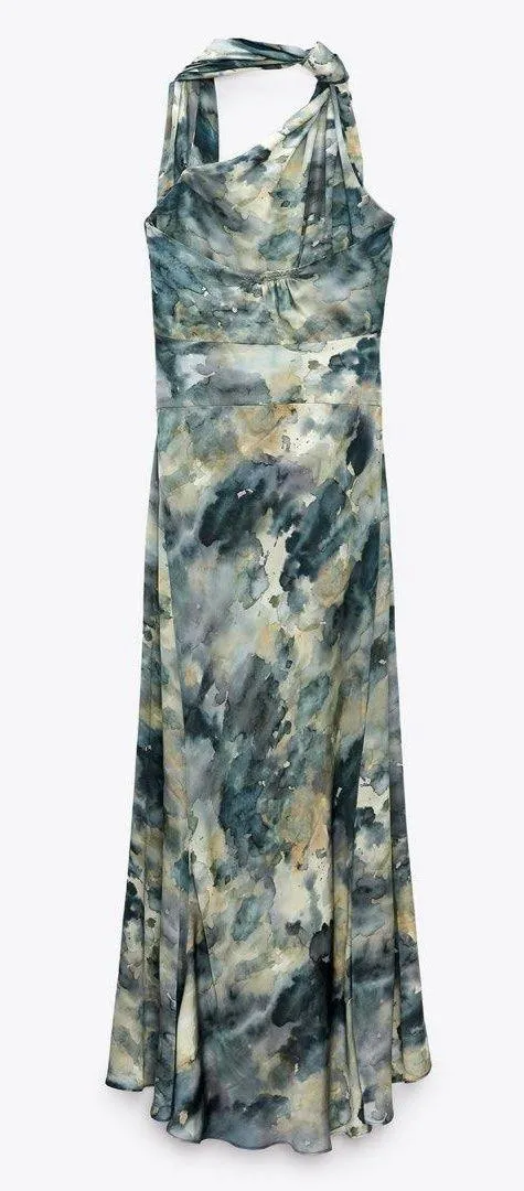 Zara dress halter maxi satin effect gown wedding party coctail bodycon scarf - Image 9