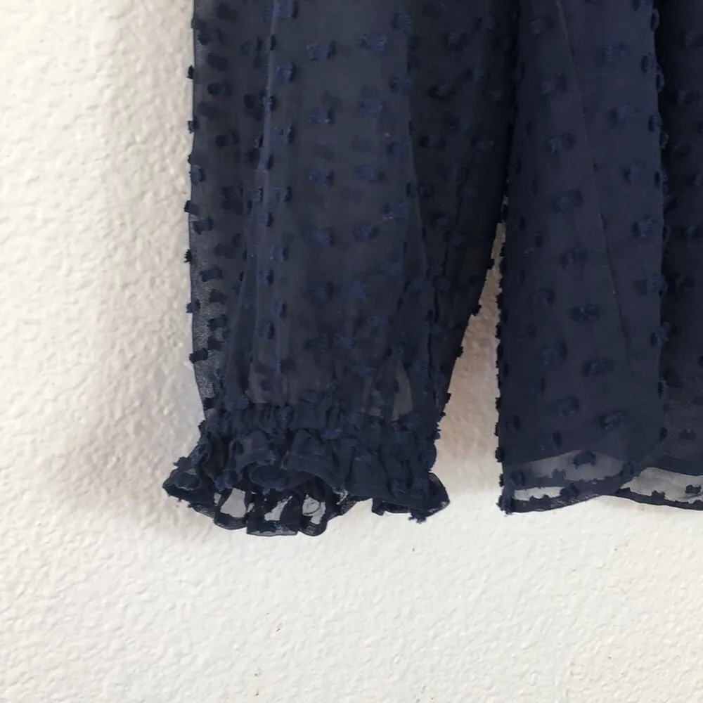 J.Crew SEMI SHEER TOP TALL SMALL swiss dot office church nautical preppy - Image 4