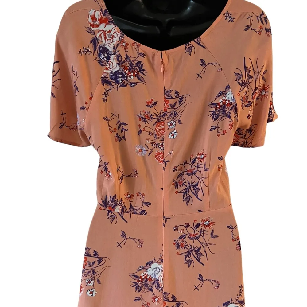 Abound Short Sleeve SKATER V Neck Pink Coral Floral Mini Dress NWOT SIZE M - Image 5